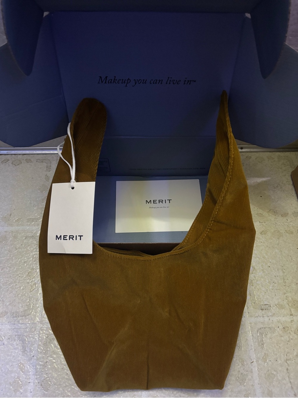 Merit Beauty Corduroy Tie-Top Makeup Bag